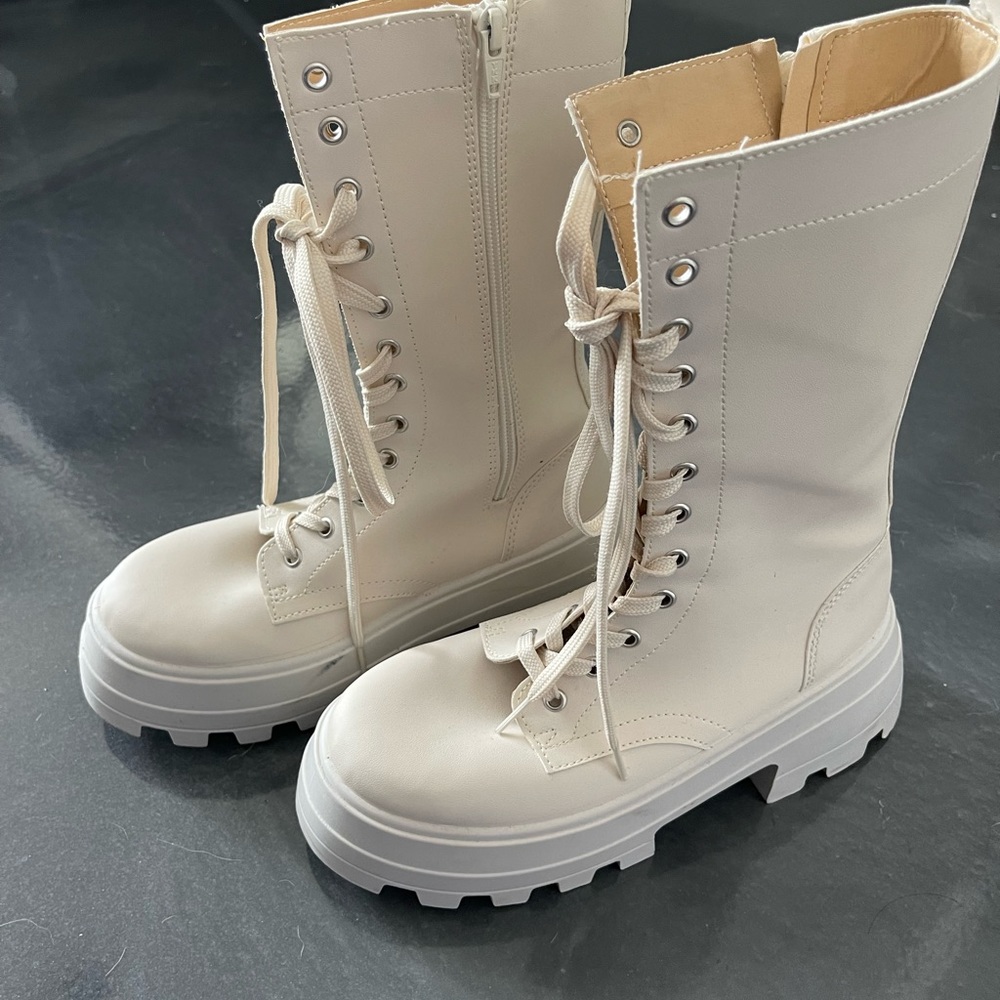 White combat boots
